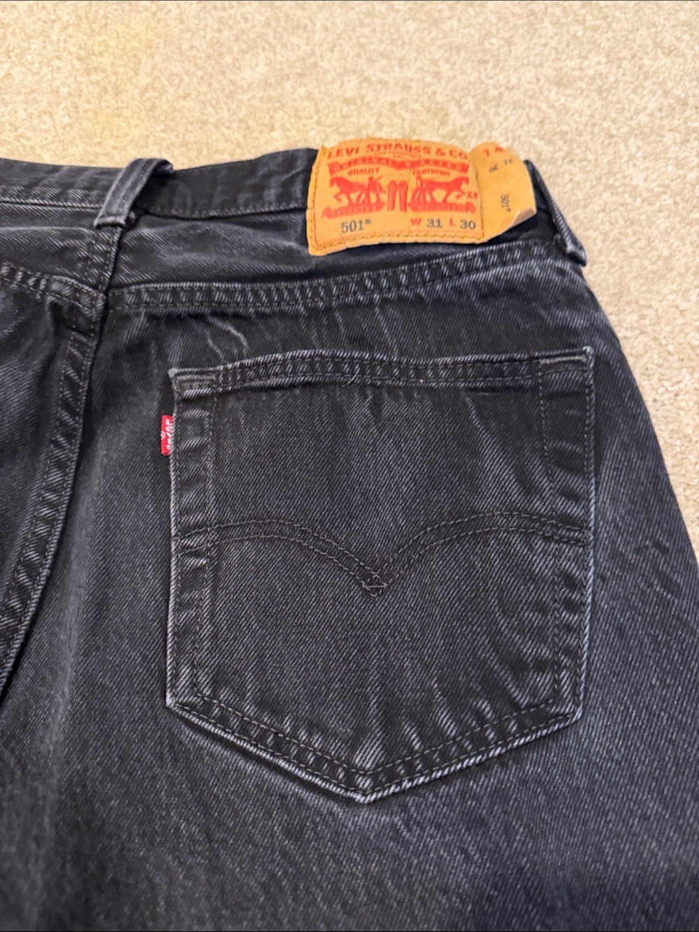 Levi's  501 Black Straight-Leg Jeans - Picture 4 of 5